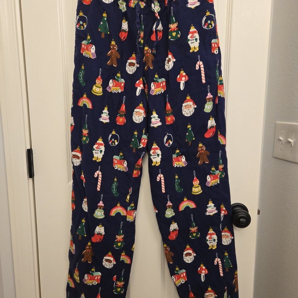 Hanna Andersson Festive Navy Pajama Bottoms, Adult Small, Flannel, Like New